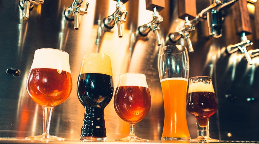 California brewery, craft beers on tap